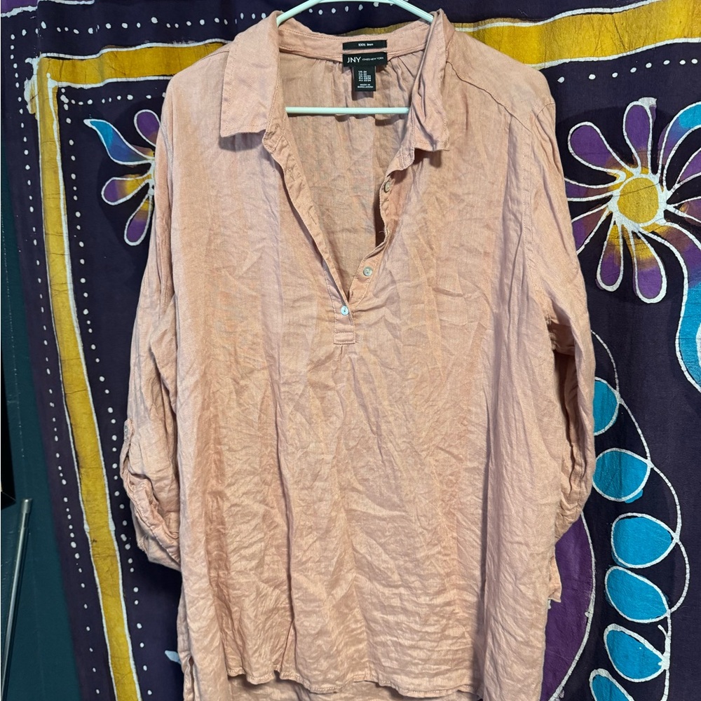 Jones New York Light Pink Casual Button Down Shirt